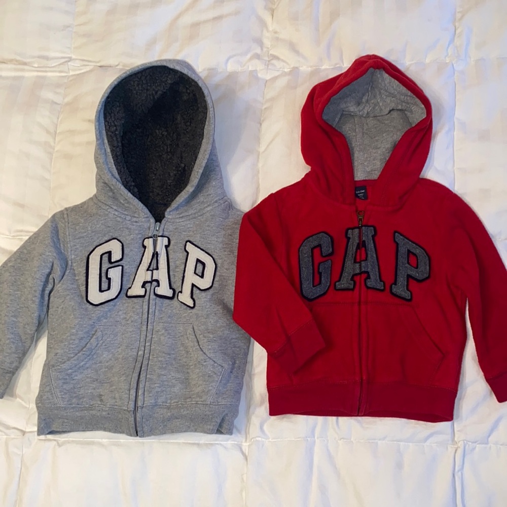Set of 2 - baby Gap Full Zip Hooded Toddler Sweatshirts size 3T